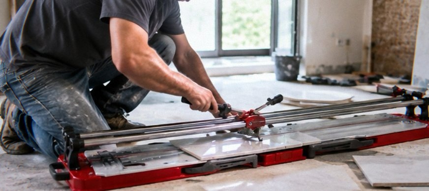 Rubi TX 1250 MAX 48 inch manual tile cutter with carry case and wheels
